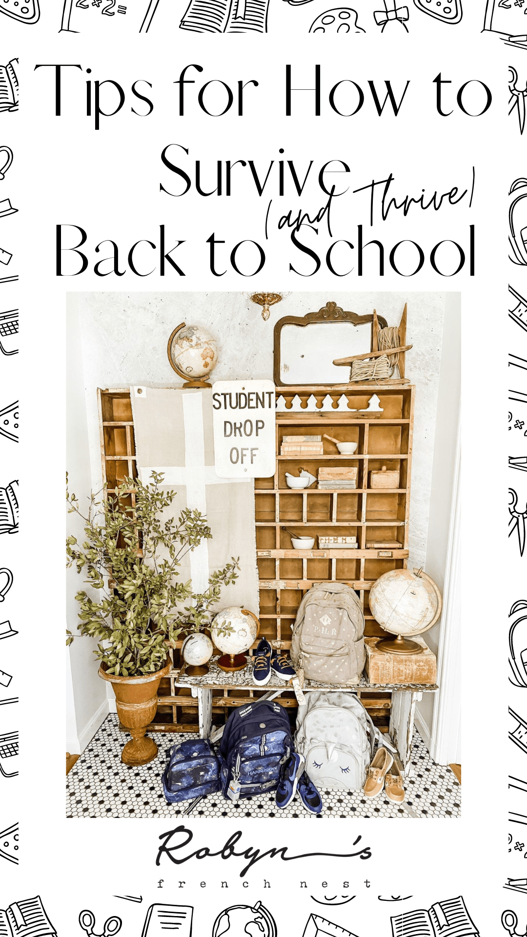 Pinterst cover sheet for How to survive back to school post
