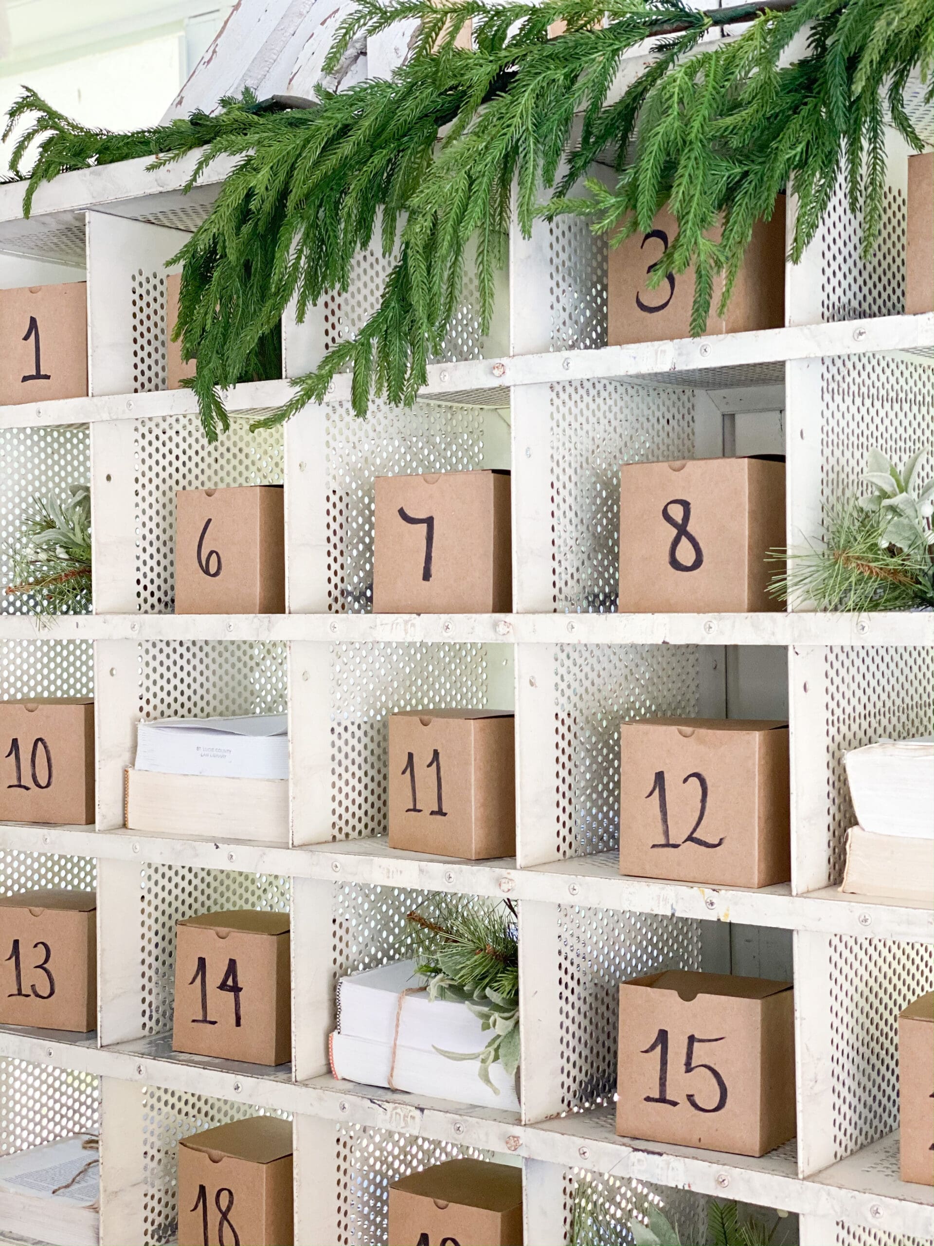 close up of small cardboard boxes numbered for advent