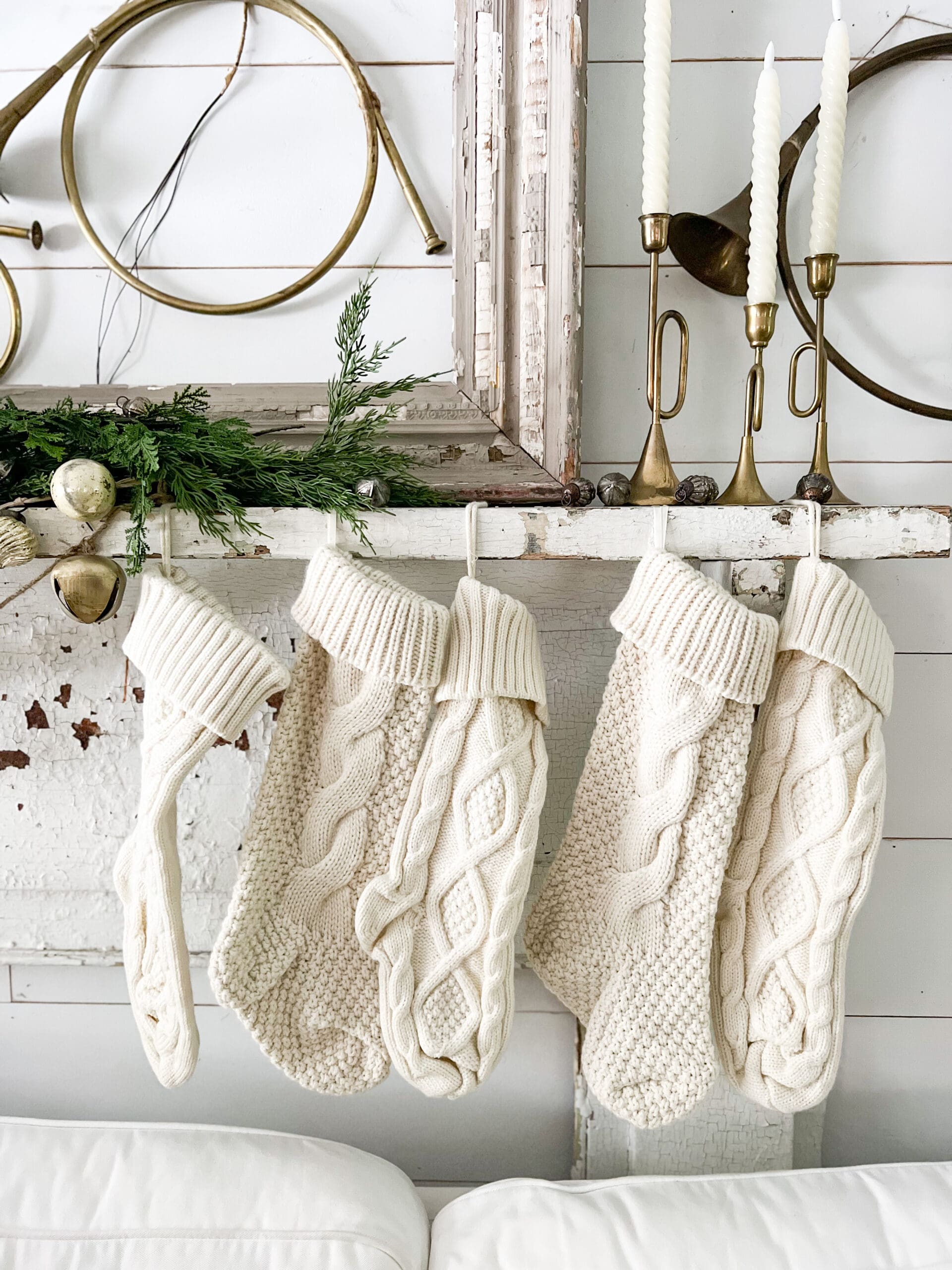 stockings hung from a mantel