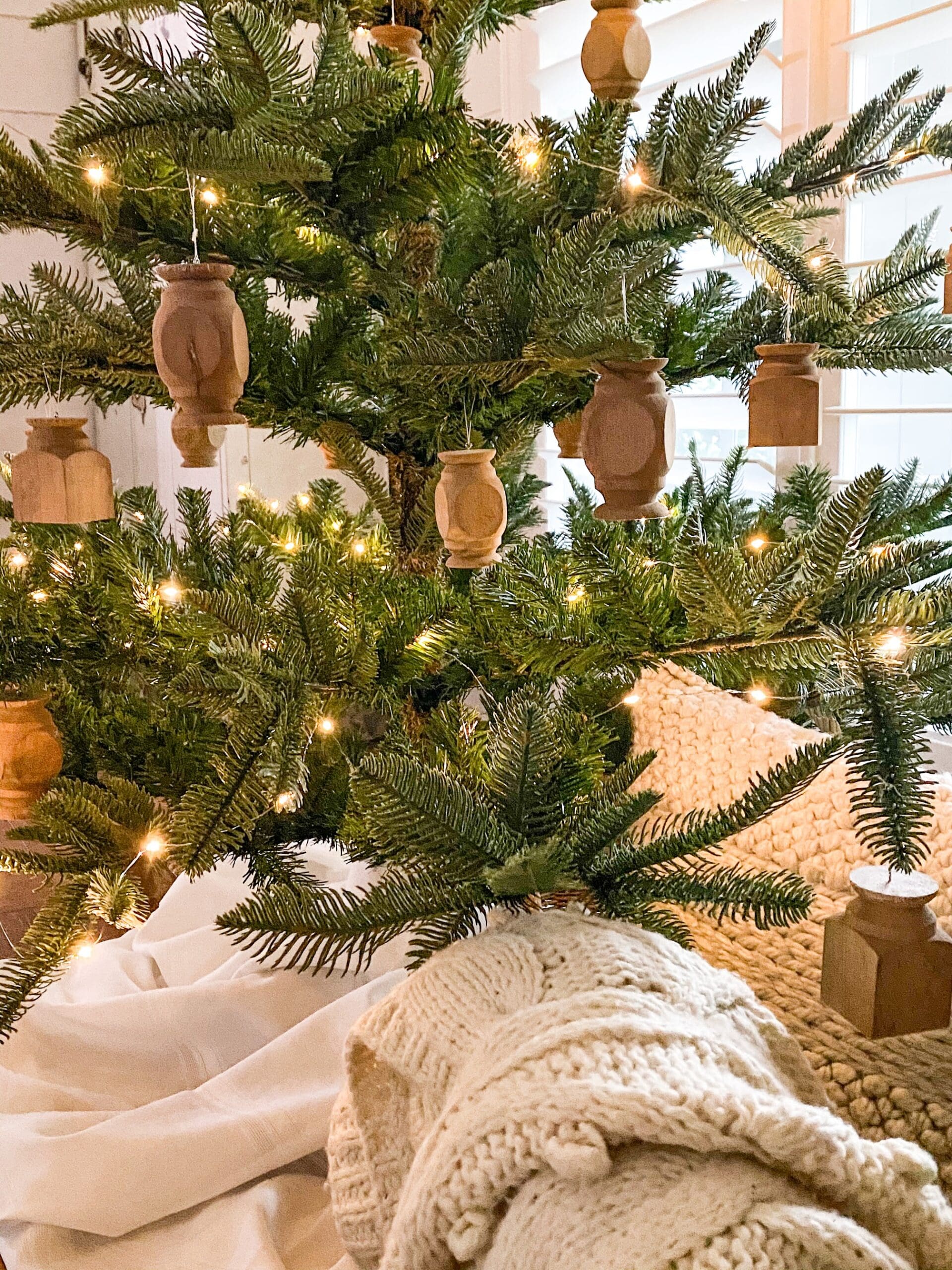 DIY wooden spindles cut up to make ornaments
